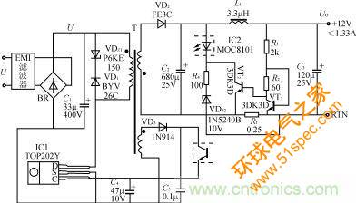 12V截流型开关电源的电路