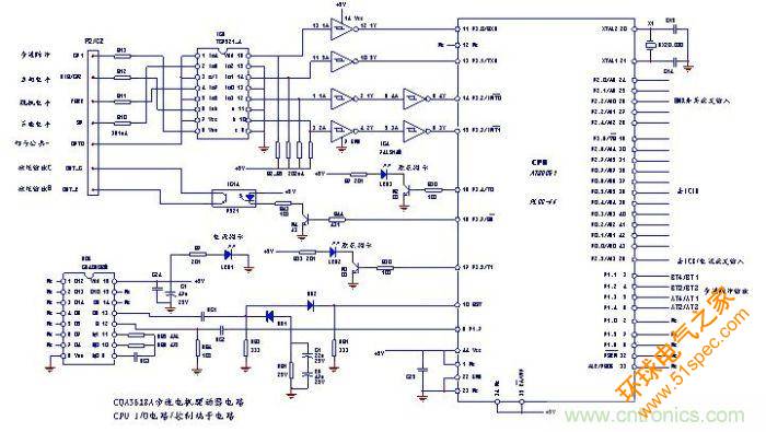 圖4：CPU（單片機(jī)）電路和控制端子內(nèi)電路圖