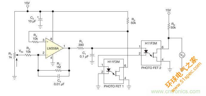 光电FET光耦和电阻连起来做一个电位器