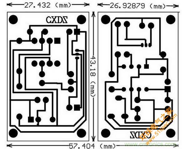 电路的PCB布线如下：