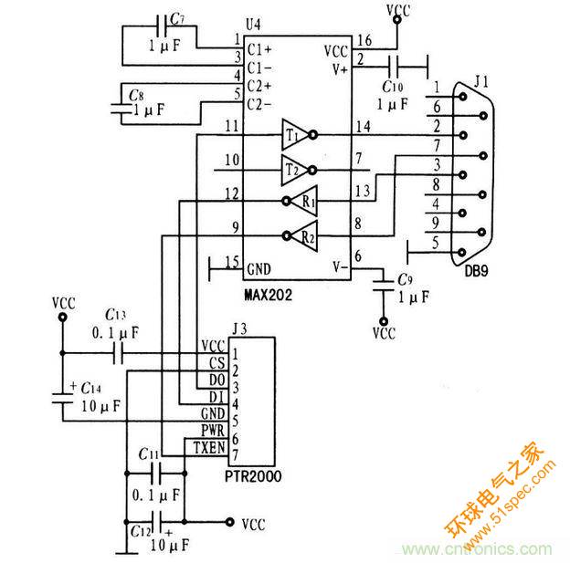 PC與PTR2000接口原理圖
