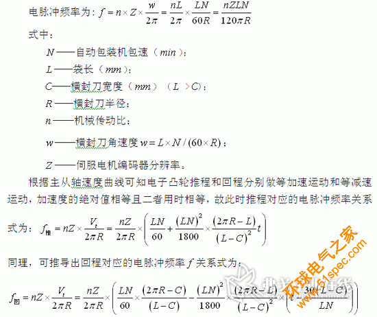 将上面计算得到的电脉冲频率作为DSP的PWM模块的模值，通过控制模值数来对伺服电机进行调速，实现横封刀轴与膜轴的速度曲线