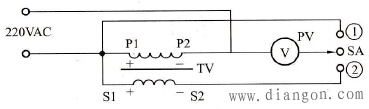 差接法测定电压互感器极性电路