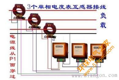 电流互感器在电流表应用中的接线示意图