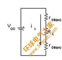 圖6:輸出級(jí)的等效電路圖。